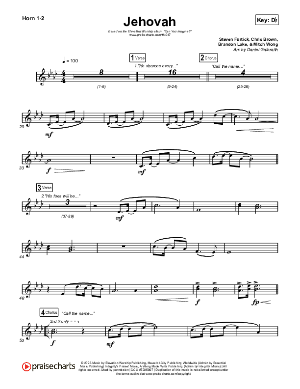 Jehovah French Horn 1/2 (Elevation Worship / Chris Brown)