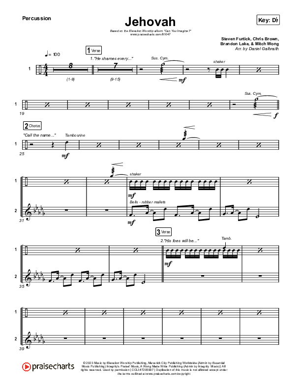 Jehovah Percussion (Elevation Worship / Chris Brown)