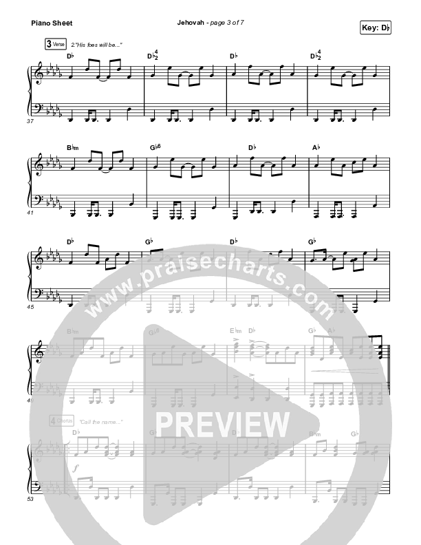 Jehovah Piano Sheet (Elevation Worship / Chris Brown)