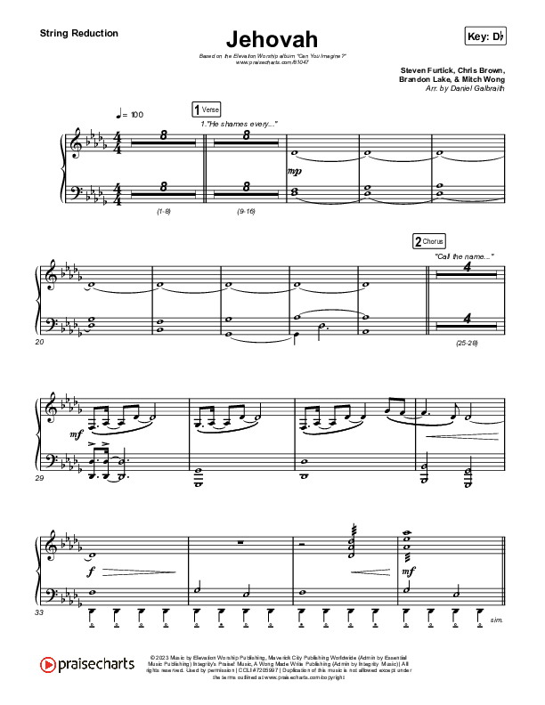Jehovah String Reduction (Elevation Worship / Chris Brown)