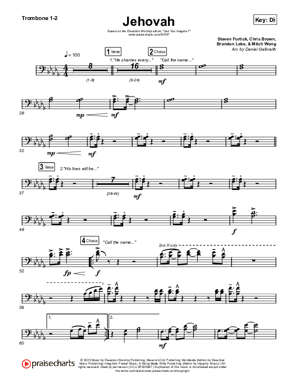 Jehovah Trombone 1/2 (Elevation Worship / Chris Brown)