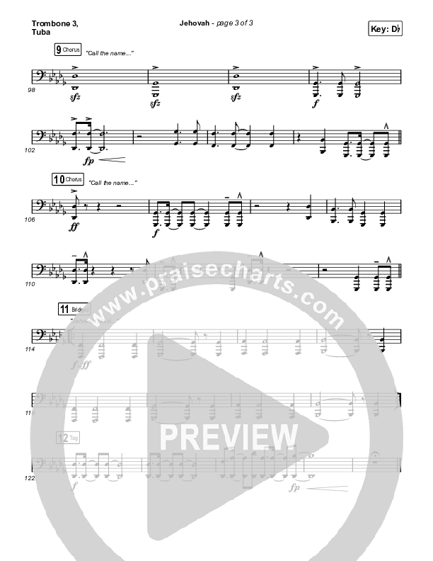 Jehovah Trombone 3/Tuba (Elevation Worship / Chris Brown)