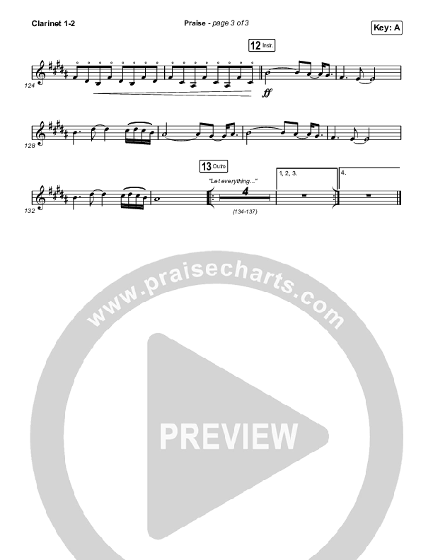 Praise Clarinet 1/2 (Elevation Worship / Chris Brown / Brandon Lake / Chandler Moore)