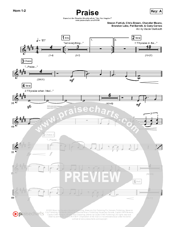 Praise French Horn 1,2 (Elevation Worship / Chris Brown / Brandon Lake / Chandler Moore)