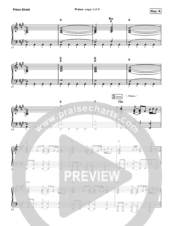 Praise Piano Sheet (Elevation Worship / Chris Brown / Brandon Lake / Chandler Moore)
