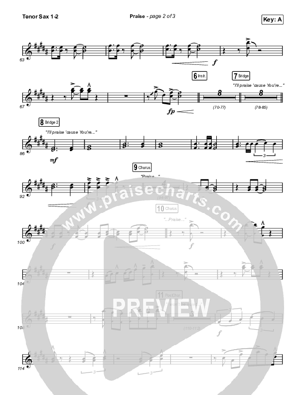 Praise Tenor Sax 1,2 (Elevation Worship / Chris Brown / Brandon Lake / Chandler Moore)