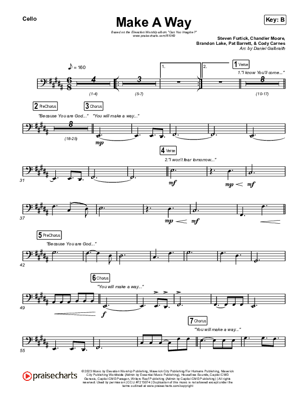 Make A Way Cello (Elevation Worship / Brandon Lake / Chandler Moore)