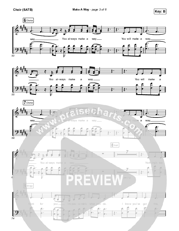 Make A Way Choir Sheet (SATB) (Elevation Worship / Brandon Lake / Chandler Moore)
