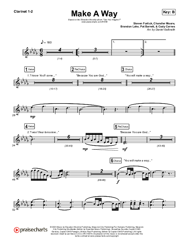 Make A Way Clarinet 1/2 (Elevation Worship / Brandon Lake / Chandler Moore)