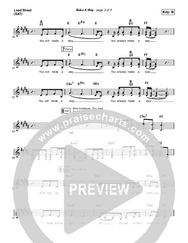 Make A Way Lead Sheet (SAT) (Elevation Worship / Brandon Lake / Chandler Moore)