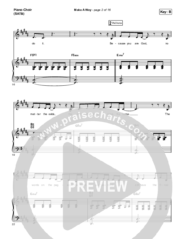 Make A Way Piano/Vocal (SATB) (Elevation Worship / Brandon Lake / Chandler Moore)