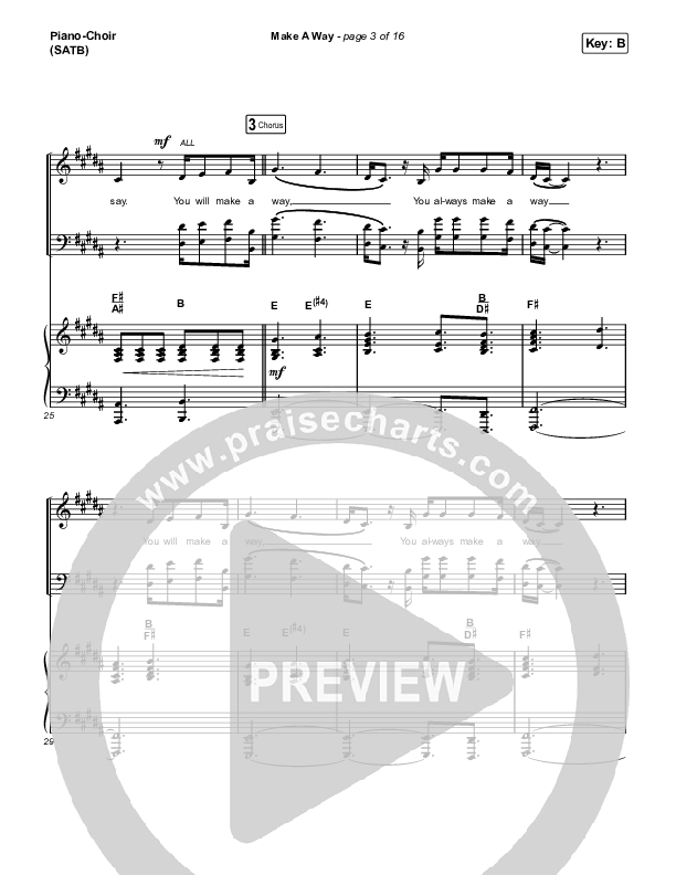 Make A Way Piano/Vocal (SATB) (Elevation Worship / Brandon Lake / Chandler Moore)