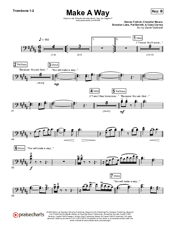 Make A Way Trombone 1/2 (Elevation Worship / Brandon Lake / Chandler Moore)