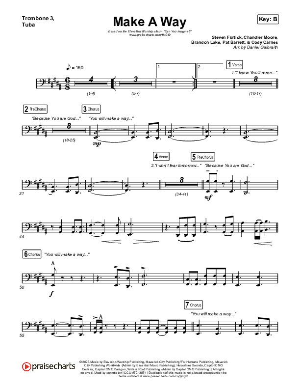 Make A Way Trombone 3/Tuba (Elevation Worship / Brandon Lake / Chandler Moore)
