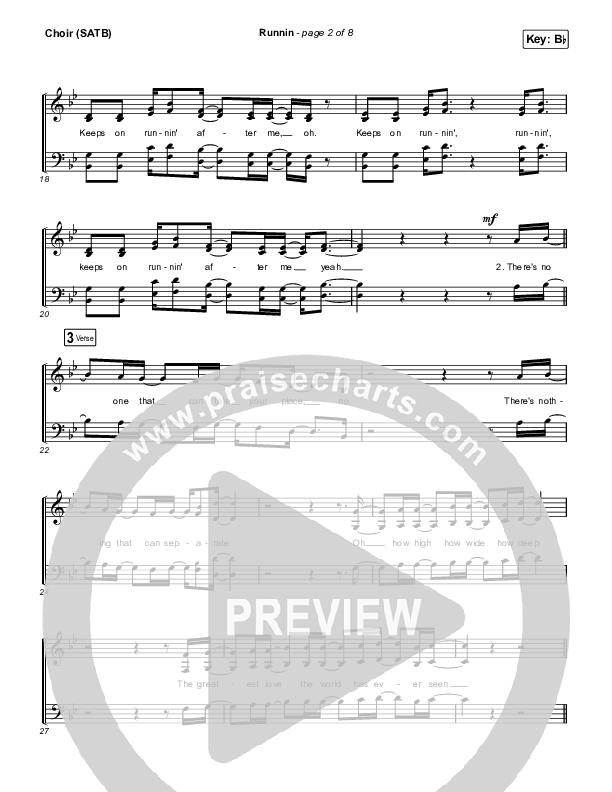 Runnin Choir Sheet (SATB) (Elevation Worship / Brandon Lake)