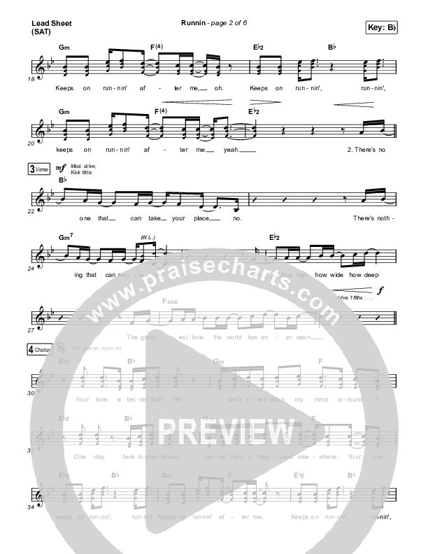 Runnin Lead Sheet (SAT) (Elevation Worship / Brandon Lake)