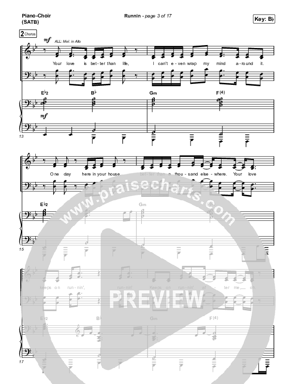 Runnin Piano/Vocal (SATB) (Elevation Worship / Brandon Lake)