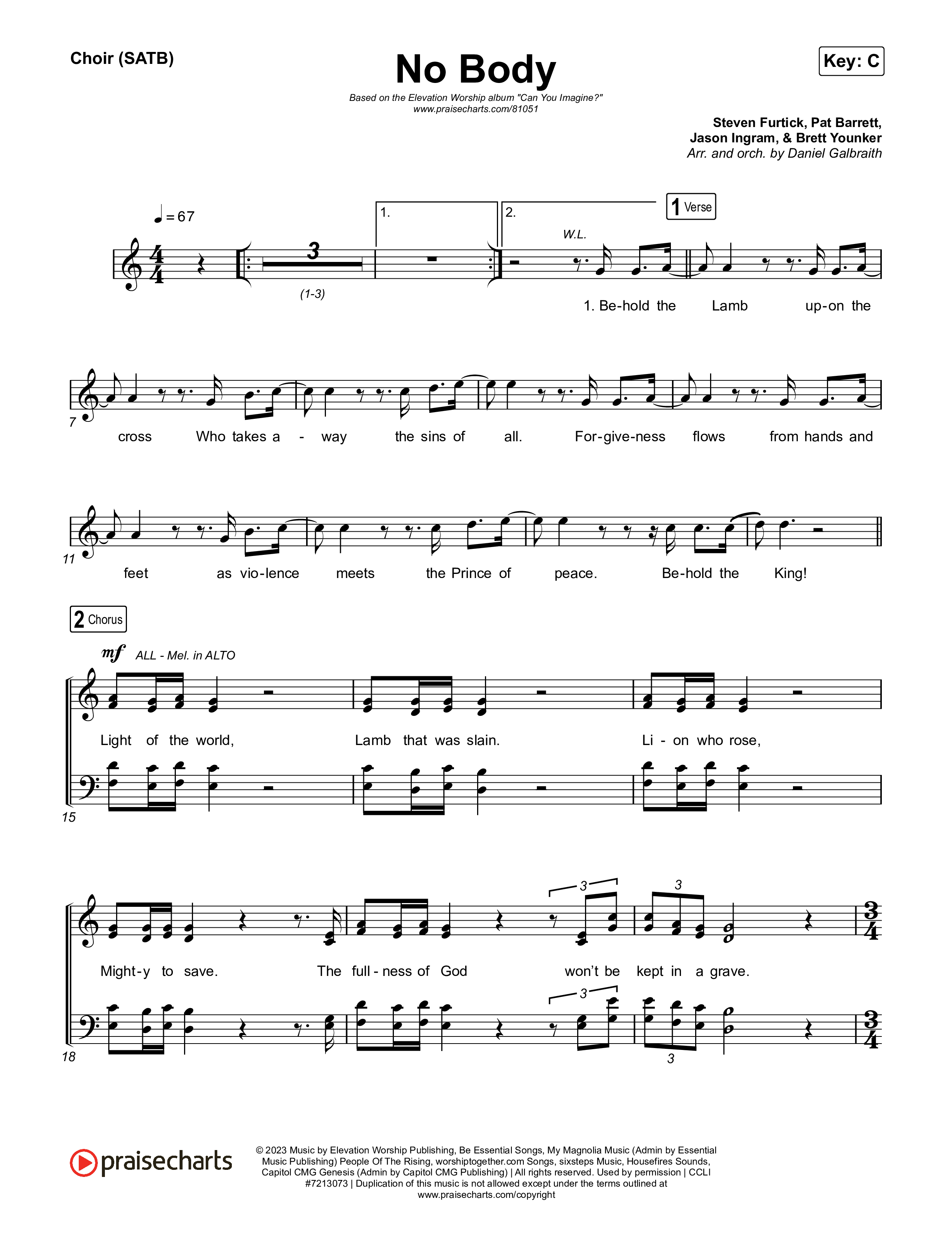 No Body Choir Sheet (SATB) (Elevation Worship / Jonsal Barrientes)