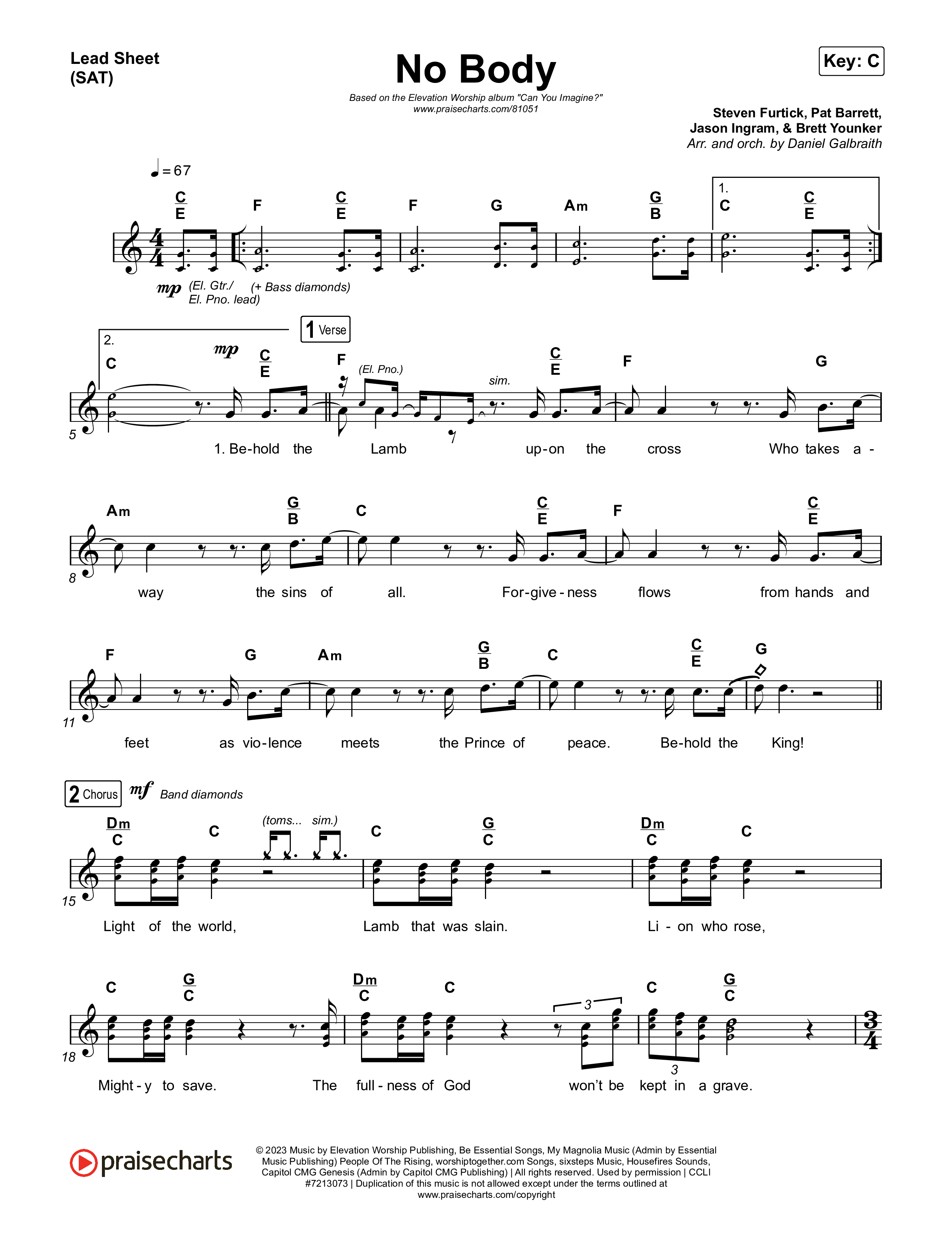 No Body Lead Sheet (SAT) (Elevation Worship / Jonsal Barrientes)