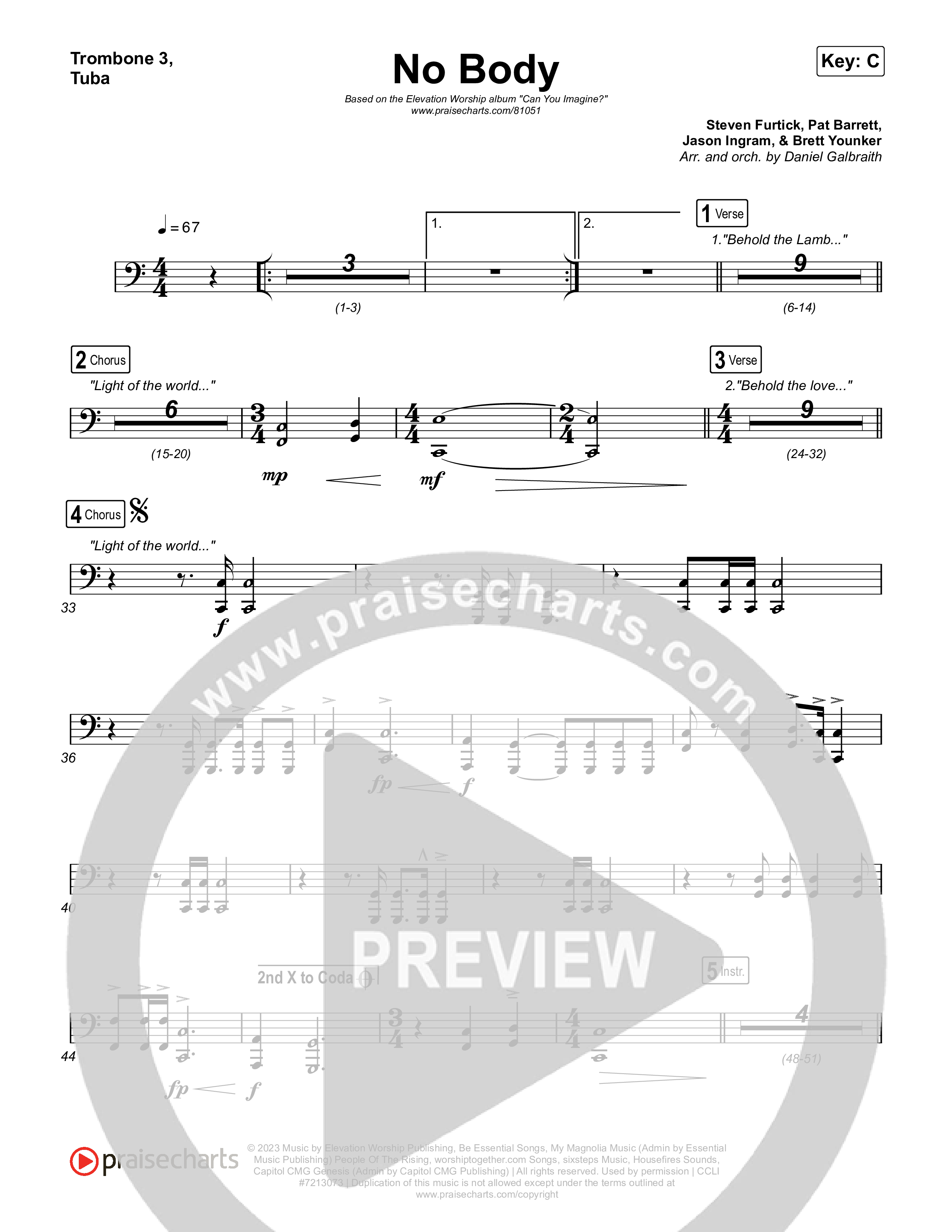 No Body Trombone 3/Tuba (Elevation Worship / Jonsal Barrientes)