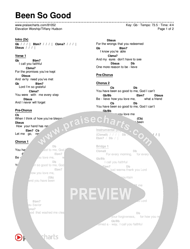 Been So Good Chords & Lyrics (Elevation Worship / Tiffany Hudson)