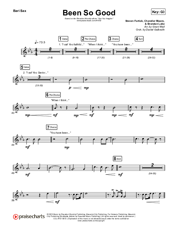 Been So Good Bari Sax (Elevation Worship / Tiffany Hudson)