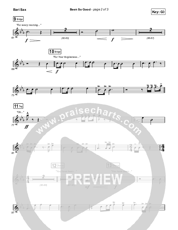 Been So Good Bari Sax (Elevation Worship / Tiffany Hudson)