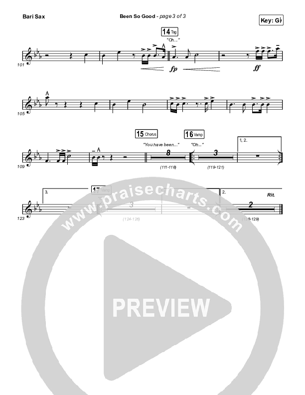 Been So Good Bari Sax (Elevation Worship / Tiffany Hudson)