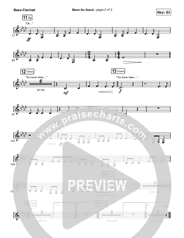 Been So Good Bass Clarinet (Elevation Worship / Tiffany Hudson)