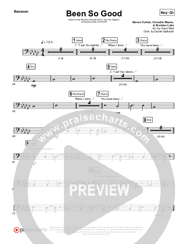 Been So Good Bassoon (Elevation Worship / Tiffany Hudson)