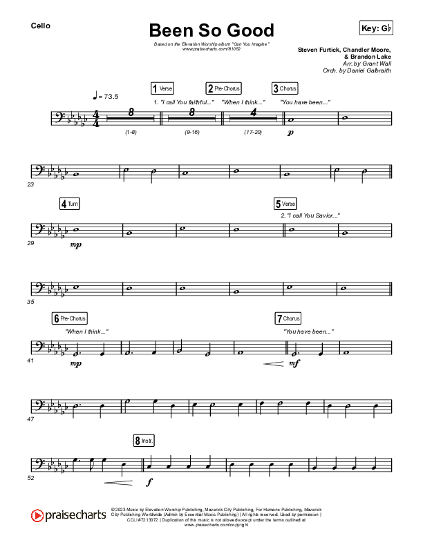 Been So Good Cello (Elevation Worship / Tiffany Hudson)