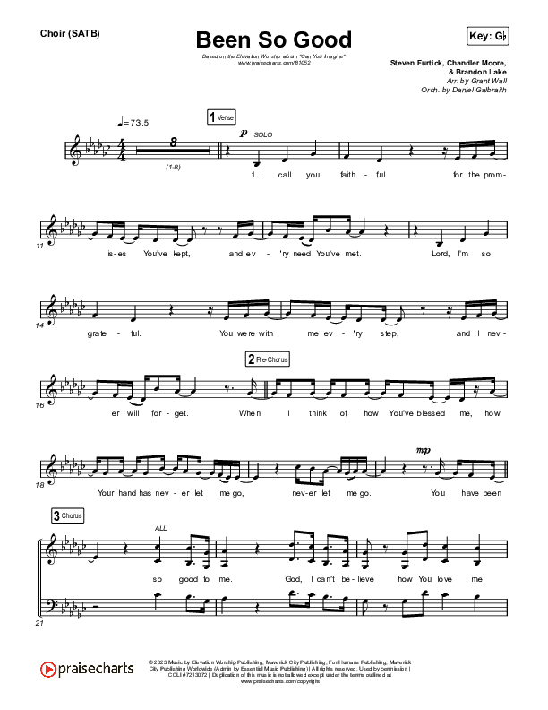 Been So Good Choir Sheet (SATB) (Elevation Worship / Tiffany Hudson)