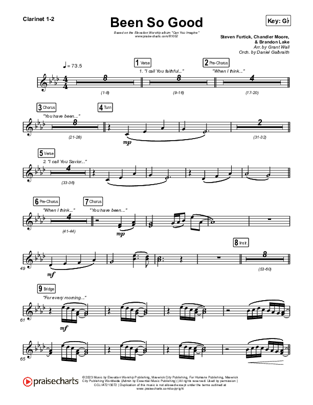 Been So Good Clarinet 1/2 (Elevation Worship / Tiffany Hudson)