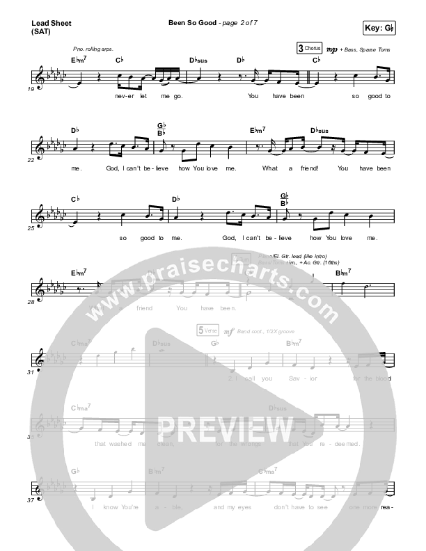 Been So Good Lead Sheet (SAT) (Elevation Worship / Tiffany Hudson)