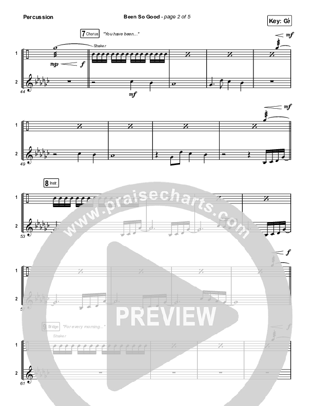 Been So Good Percussion (Elevation Worship / Tiffany Hudson)