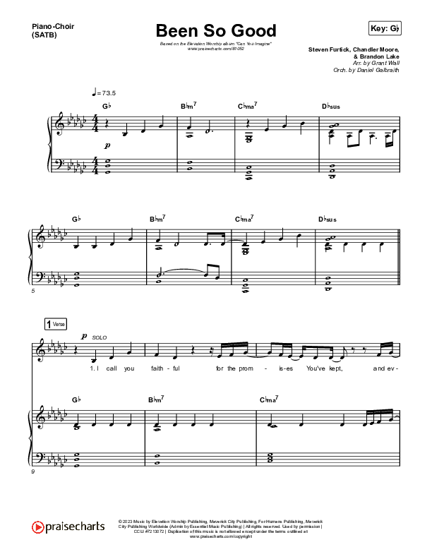 Been So Good Piano/Vocal (SATB) (Elevation Worship / Tiffany Hudson)