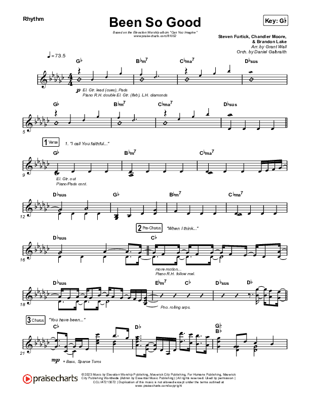 Been So Good Rhythm Chart (Elevation Worship / Tiffany Hudson)