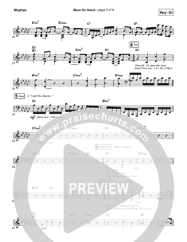 Been So Good Rhythm Chart (Elevation Worship / Tiffany Hudson)