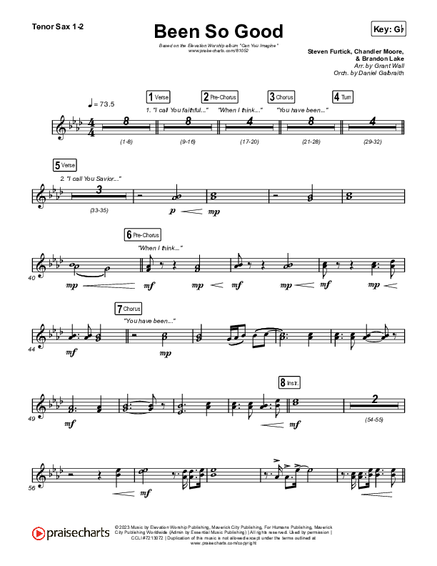 Been So Good Tenor Sax 1,2 (Elevation Worship / Tiffany Hudson)