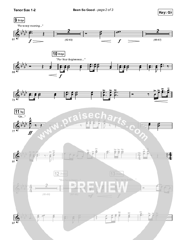 Been So Good Tenor Sax 1,2 (Elevation Worship / Tiffany Hudson)