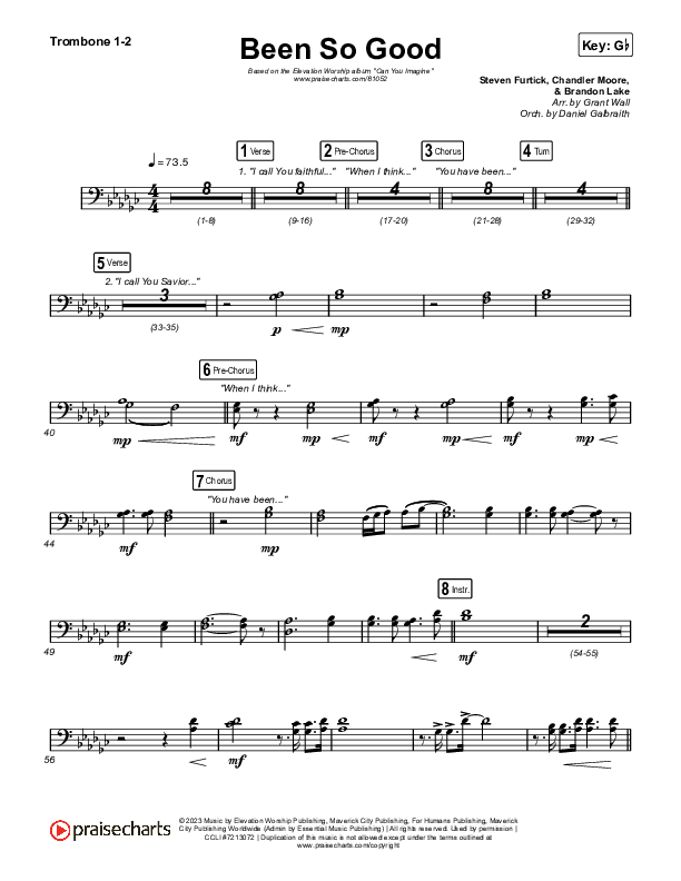 Been So Good Trombone 1,2 (Elevation Worship / Tiffany Hudson)