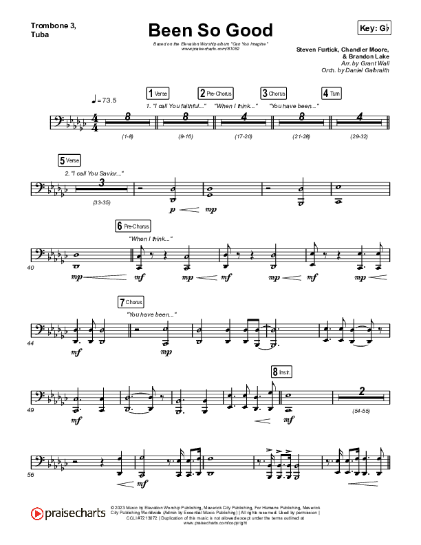 Been So Good Trombone 3/Tuba (Elevation Worship / Tiffany Hudson)