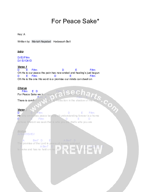 For Peace Sake (Live) Chord Chart (FC Music)