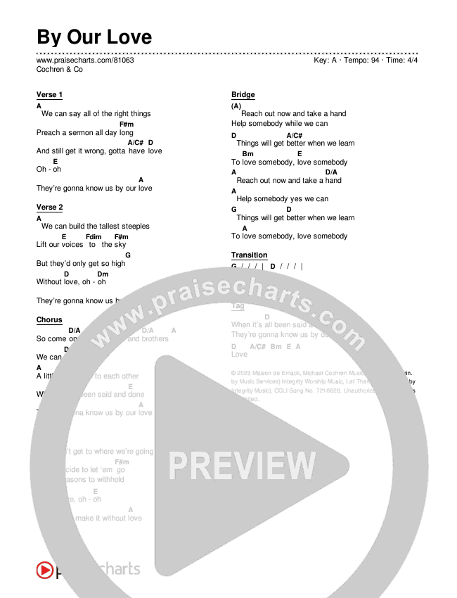 By Our Love Chords & Lyrics (Cochren & Co)