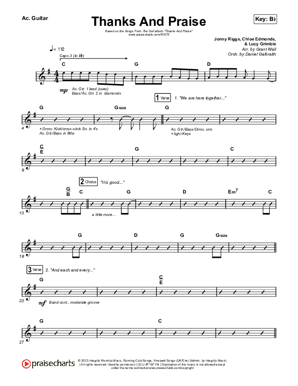 Thanks And Praise (Live) Acoustic Guitar (Songs From The Soil / Lucy Grimble / Philippa Hanna / Rich DiCas)