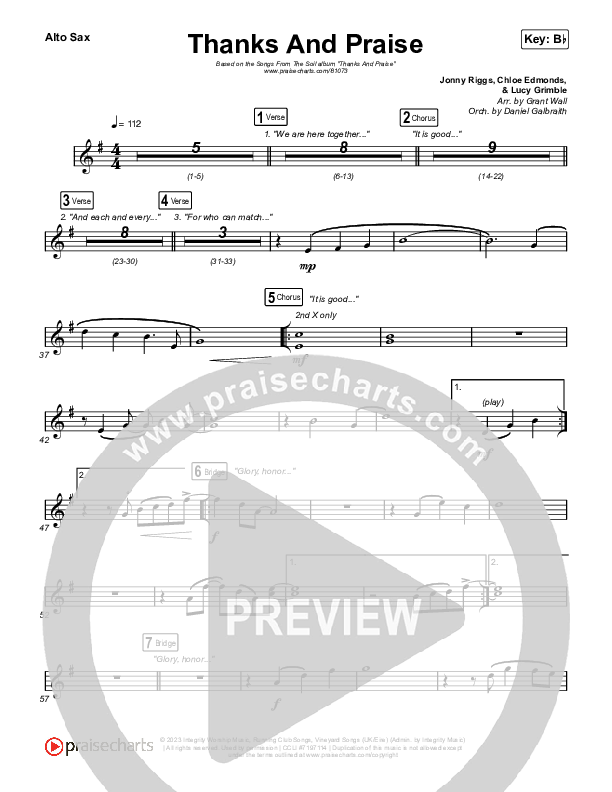 Thanks And Praise (Live) Alto Sax (Songs From The Soil / Lucy Grimble / Philippa Hanna / Rich DiCas)