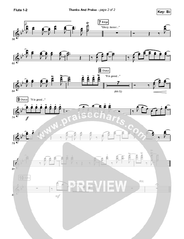 Thanks And Praise (Live) Flute Sheet Music PDF (Songs From The Soil
