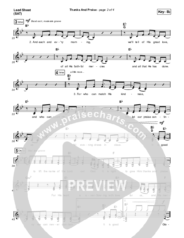 Thanks And Praise (Live) Lead Sheet (SAT) (Songs From The Soil / Lucy Grimble / Philippa Hanna / Rich DiCas)