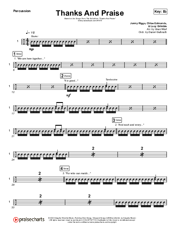 Thanks And Praise (Live) Percussion (Songs From The Soil / Lucy Grimble / Philippa Hanna / Rich DiCas)