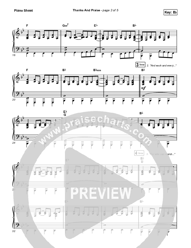 Thanks And Praise (Live) Piano Sheet (Songs From The Soil / Lucy Grimble / Philippa Hanna / Rich DiCas)